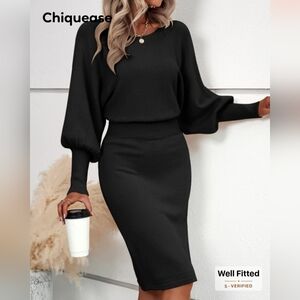 Black Long Sleeve Knit Dress: Dress. NWT.